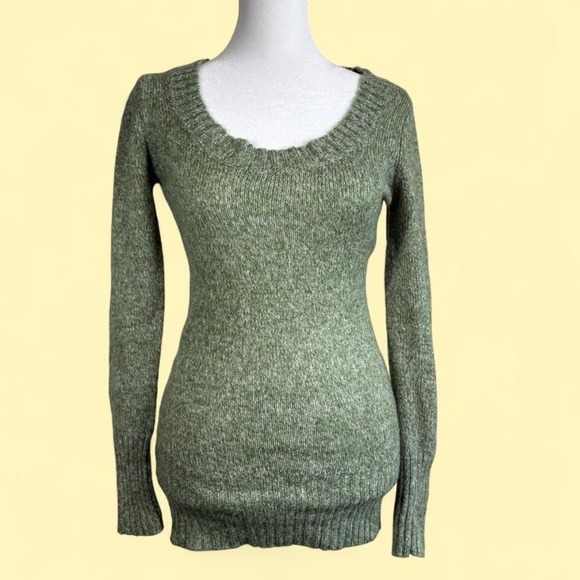 Vintage Y2K rue 21 Wide Neck Long Sleeve Green Sweater Womens Size M - Picture 1 of 5